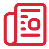 Red outline of a newspaper icon