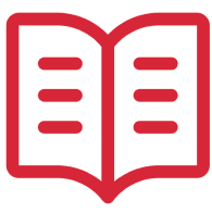 Red book symbol on black background