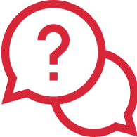 Red question icon on black background